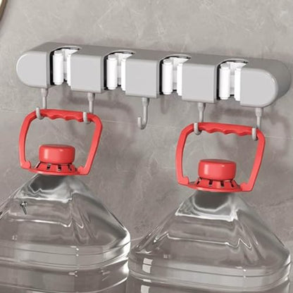 Wall Mounted Mop and Broom Holder, 4 Racks And 5 Hooks Vacuum Suction Cup Mop Holder, Stainless Steel & ABS Organizer for Kitchen, Bathroom, Garage, Laundry Room (Black) - color: Black