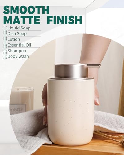 BosilunLife Lotion Pump Dispenser - Aprcot Soap Dispenser Bathroom Ceramic Dish Liquid Soap Dispenser for Kitchen, Bathroom Countertop Soap Dispensers (Apricot, Liquid Pump) - color: Apricot-liquid Pumpt