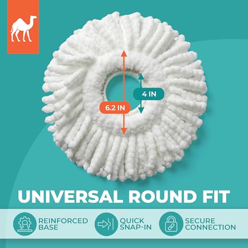 Grazie Spin Mop Head Replacements – Premium Microfiber Mop Refills – Ultra-Absorbent, Washable Heads – Compatible with Most Spin Mop Systems – Ideal for Tile, Hardwood & Laminate Floors – 2-Pack