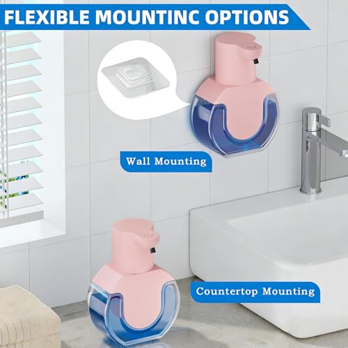 Automatic Soap Dispenser Touchless,Rechargeable Foaming Soap Dispenser,15oz/420ml Smart Hand Soap Dispensers,4-Level Adjustable,Wall Mount for Bathroom Kitchen Dish Soap,Hands-Free (Pink) - color: Pink, style: Foam