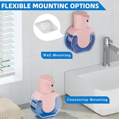 Automatic Soap Dispenser Touchless,Rechargeable Foaming Soap Dispenser,15oz/420ml Smart Hand Soap Dispensers,4-Level Adjustable,Wall Mount for Bathroom Kitchen Dish Soap,Hands-Free (Pink) - color: Pink, style: Foam