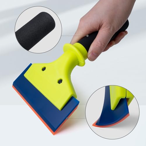 NEWISHTOOL 2 Pack Rubber Squeegee with Nylon Handle for Water Removal, Glass Cleaning, PPF Installing and Window Film Application (5-Inch Blade with Short Handle) - size: 5-Inch Blade with Short Handle