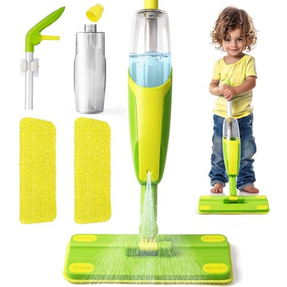 Toddler Spray Mop-Montessori Toys Mini Size Cleaning Mini Mop that Really Spray -Kid Pretend Play Toys Gift for Toddlers Girls Boys - size: Green, style: Spray Mop
