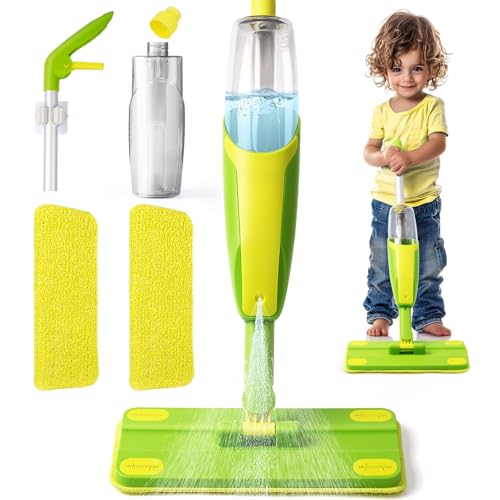 Toddler Spray Mop-Montessori Toys Mini Size Cleaning Mini Mop that Really Spray -Kid Pretend Play Toys Gift for Toddlers Girls Boys - size: Green, style: Spray Mop