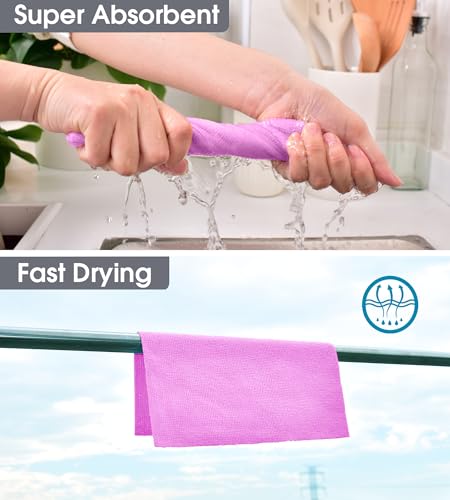 KitchLife Microfiber Cleaning Cloth Roll - Tear-Away Reusable Microfiber Paper Towels, Lint-Free, Washable, 20 Sheets for Kitchen, Car, Dishes, and Sensitive Surfaces (Light Purple) - color: Light Purple