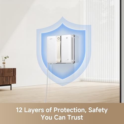 Mova N1 Window Cleaning Robot, Compact Dual-Spray Window Cleaner, 8000Pa Suction, 12-Level Safety Protection, Intelligent Path Planning, 6 Cleaning Modes, for Windows Glass Tiles & Marble, White - color: White