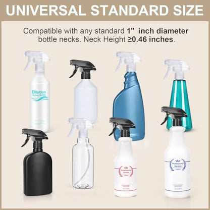 6 Pack Spray Bottle Nozzle Replacement, Universal Spray Tops, Mist & Stream Sprayer for 16oz 24oz 32oz Bottles, Mister Head Part w/ 10.2 Inch Tube for Cleaning Solutions, Plants, Hair, Essential Oils