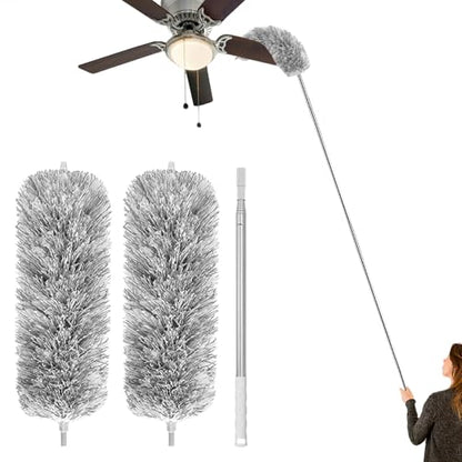 Feather Duster for Cleaning Extendable - Feather Duster for Cleaning The Indoor. 110 in Long Duster with Extension Pole for Clean Ceilings and Fans. Microfiber Duster for Blinds. Washable Dduster