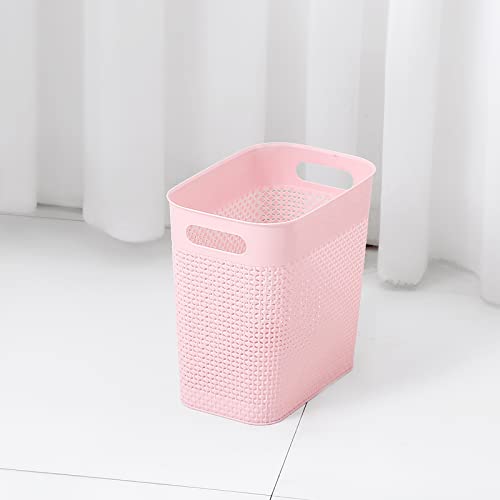 UUJOLY Plastic Trash Can Wastebasket, Garbage Container Basket for Bathrooms, Kitchens, Offices, Kids Rooms (Pink, 3 Gallon), 1 Pack - color: Pink, size: 1 Pack