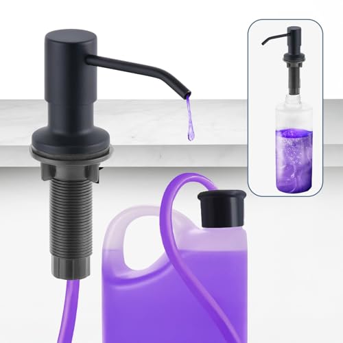 SBEN Built-in Kitchen Sink Soap Dispenser – Stainless Steel Pump, 17 oz Bottle and Extension Tube Kit 47", Upgraded Metal Check Valve, Countertop Hand Soap & Lotion Dispenser (Matte Black) - color: Matte Black