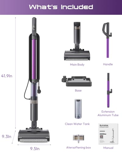 Steam Mop for Floor Cleaning, Lightweight 4-in-1 Steam Cleaner with Fast Heating & Self-Cleaning, Electric Mop for Home with 19.6ft Cord, 180° Lie Flat & LED Headlights for Sealed Hard Floors