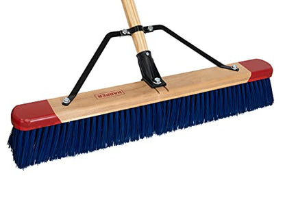 Harper 24 Inch Push Broom with Stiff Bristles, Premium Heavy Duty Outdoor Wet/Dry Rough-Surface, for Mulch, Gravel, Oil Dry, Dirt, Soil, with Long Wooden Handle - style: Premium Outdoor Wet/Dry Rough-Surface Push Broom