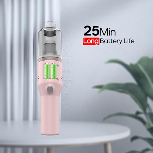 Auloea Portable Mini Car Vacuum Cleaner Pink, High Power Cordless(400g) Handheld Rechargeable Vacuum Cleaner for Desk V06