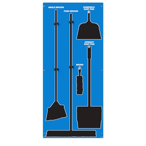 Clean & Sweep 5S Shadow Board/Wall Mount Broom Holder, 68" x 30" Board, 5S Cleaning Station - Board Only, Tools Sold Separately, Made in The USA by AccuformNMC, Blue/Black, PSB114BUBK - color: Blue/Black