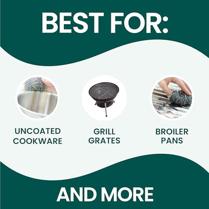 Scotch-Brite Stainless Steel Scrubbers, Ideal for Uncoated Cookware, 16 Scrubbers