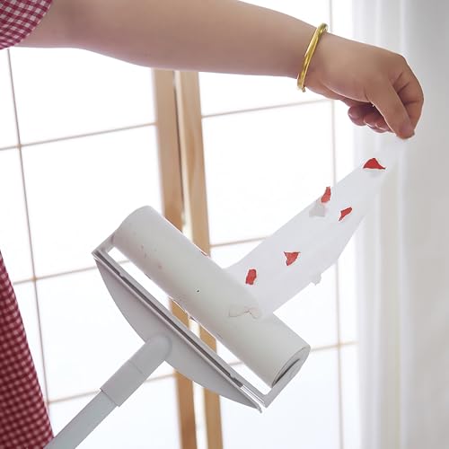 , Lint Rollers, Sticky Rollers for Floor, 60 Sheets Floor Roller, Long Handle, with Extendable Handle, for Cleaning Carpets, Cars, Clothing, and Pet Hair