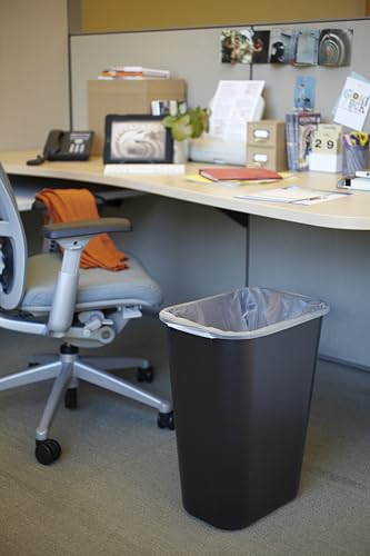 Rubbermaid Commercial Wastebasket Trash Container, 41QT/10.25 GAL, Plastic, Black, Stackable Trash Can for Bedroom/Bathroom/Office, Fits Under Desk/Sink/Cabinet - color: Black, size: 10.25 Gallons