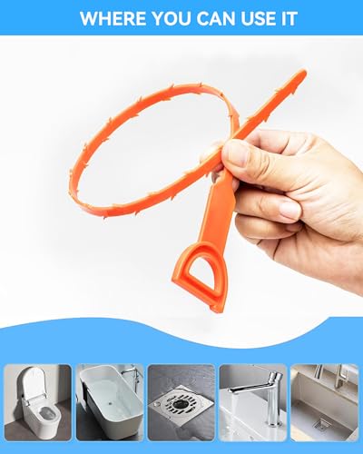 6 Pack Drain Clog Remover - Flexible Drain Snake for Effective Cleaning Hair and Debris in Sink or Bathtub, 20 Inch - style: 20 IN