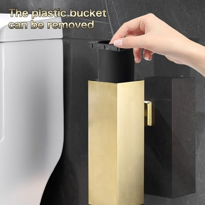 Toilet Brush Set - Brushed Gold, Wall-Mounted Holder, Cleaning Brush Head, and Splash Guard - color: Brushed Gold