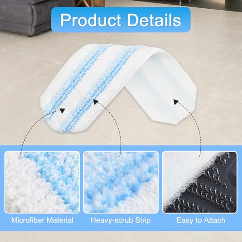 Mop Replacement Pads Compatible with O-Cedar H2prO Flat Mop System, 3 Pack Microfiber Mop Heads Replacements for Ocedar Flat Mop, Washable and Reusable Mop Pad Refills, Safe on Hard Floors - size: Flat mop pad-3pack