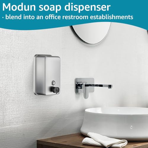 Commercial Wall Mount Soap Dispenser - Stainless Steel Bathroom Hand Soap 38.8oz Liquid - Anti-Leak Pump and Large Capacity Brushed Refillable - size: Vertical 38.8oz Plus