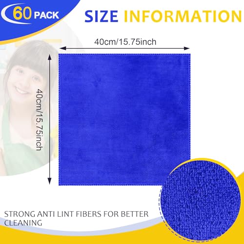Nuenen Microfiber Cleaning Cloths for Cars 16 x 16 Inch Ultra Absorbent Car Towels Drying Reusable Cleaning Supplies House Kitchen Window Microfiber Towel(Blue, Gray, Yellow,60 Pcs) - color: Blue, Gray, Yellow