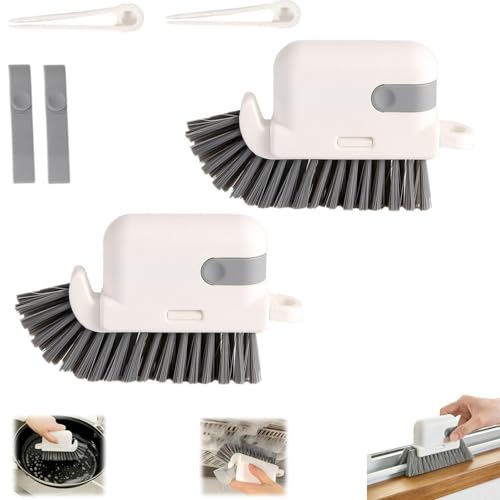 3-in-1 Removable Window Slot Brush,New Window Groove Cleaning Brush, Portable Window Track Cleaner Window Groove Cleaning Brush Tools with Hidden Scraper for Home Window Groove (Gray-2PCS) - color: Gray-2pcs