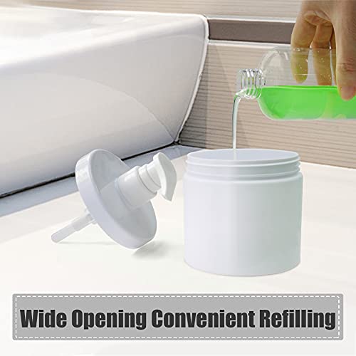 Cosywell Pump Bottle Dispenser Plastic Pump Bottles Refillable Bottles Wide Mouth Jar Style Empty Pump Bottles Bathroom Shower Containers for Lotion Shampoo Conditioner (White, 2X 500ml) - color: White, size: 2x 500ml