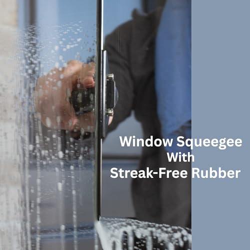 Window Squeegee 18 inch and Window Washer with Swivel Handle, Professional Window Cleaning Kit, Window Scrubber with Durable Aluminum T-Bar for Window Cleaning