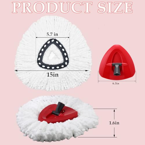 9+1 Pack Spin Mop Replacement Head for Ocedar, 100% Microfiber Mop Heads Replacements Compatible with Ocedar Easywring 1-Tank System, 360 Degree Spin Mop Refill for Easy House Cleaning Floor Mopping