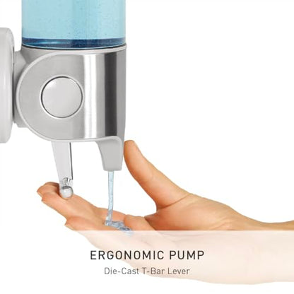 simplehuman Wall Mount Pumps, Twin 15 fl. oz. Shampoo & Soap Dispenser, Stainless Steel - size: Double