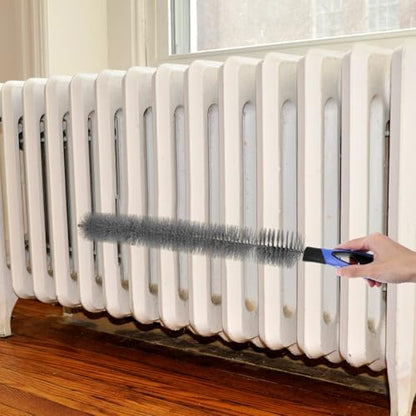 Partykindom Refrigerator Coil Cleaning Brush with Non Slip Handle Radiator Cleaning Tool for Air Conditioner Vent and Dryer Lint Removal Hard Bristle Household Dust Cleaner 23.62In