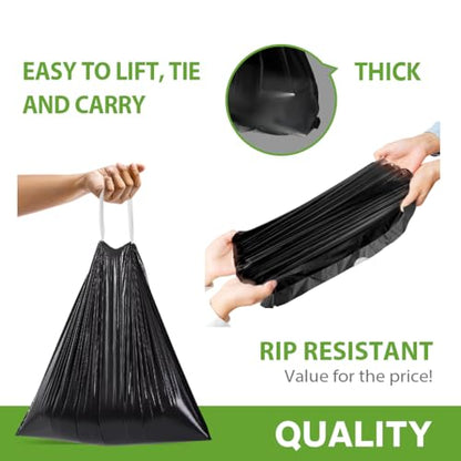 6 Gallon Small 120 Counts Strong Drawstring Trash Bags Garbage Bags by Teivio, Bathroom Trash Can Bin Liners, Plastic Bags for home office kitchen, Black - style: 120-6 Gallon-Black