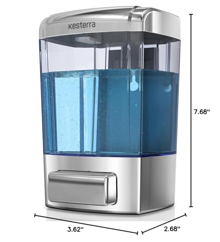 Manual Soap Dispenser, 23.7oz/700ml Wall Mount Soap Dispenser, Large Capacity Kitchen Bathroom Hand Soap Pump, Commercial Refillable Shampoo Shower Gel Lotion Dispenser, Chrome B - color: Chrome 700ml