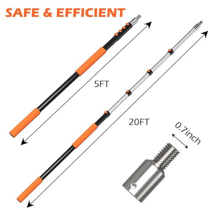 AgiiMan 26FT Reach Telescoping Pole - 5 to 20FT Extension Pole, Portable Aluminum Telescoping Rod with Easy Flip Lock, Paint Roller Extension Poles for Paint Dusting, Window Cleaning - size: 5 FT-20 FT