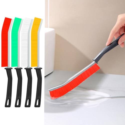 4 PCS Cleaning Gap Brush Set Narrow Crevice Scrub Brush with Stiff Bristles Handle Detail Cleaning Brushes for Home,White,Yellow,Red,Green - color: White,yellow,red,green