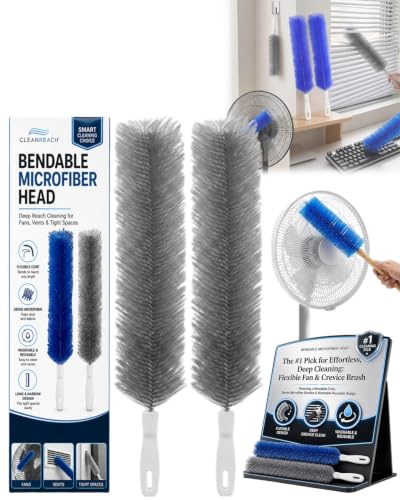 Bendable Microfiber Head Reusable Dust Remover 360° Flexible Fan Duster Brushes Cleaning Tools for Blinds Cleaner Brush Ceiling Blind Vent Ultimate Multi Purpose Dusters Home Upgrades(2PCS-B) - color: 2pcs-b