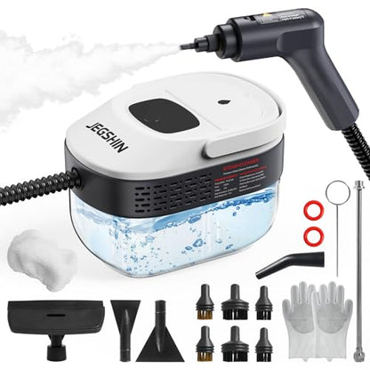 Steam Cleaner 3-Level Adjustable Steamer for Cleaning, 15s Heat-Up, 1.69 Quarts Tank, High Pressure Steamer with 17 pcs Accessories for Kitchen, Bathroom, Grout, Car, Grease, Floor