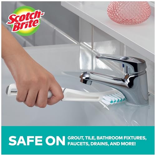 Scotch-Brite Tile & Grout Brush, Strong Bristles to Scrub Away Grime, 6 Count