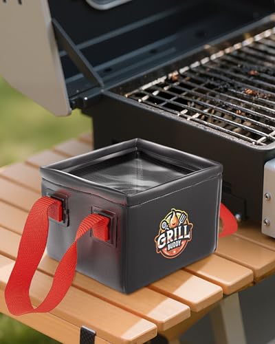 BS-VOG Grill Brush Dunk Tank, Collapsible Water Bucket with Sturdy Handles for Grill Brush Bristle Free, Stable Square Water Basin for BBQ Steam Cleaning (Only Soak Basin No Grill Brush)