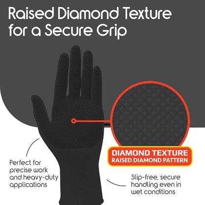 Inspire HEAVY DUTY ORIGINAL Stretch Nitrile Black Gloves Disposable Latex Free | Food, Mechanic, 6mil Black or 8 Mil Orange - size: X-Large, style: 8mil Black