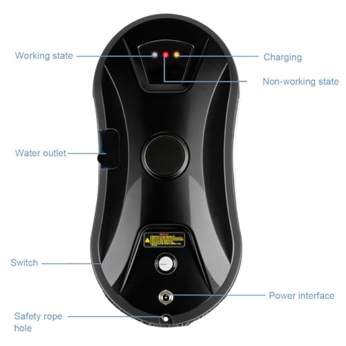 Window Cleaner Robot with Ultrasonic 5600PA Auto Water Glass Cleaning Automatic Smart Robot Cleaner,Window Vacuum Cleaner with Control Windows/Tiles/Class Door Indoor Outdoor (Black) - color: Black