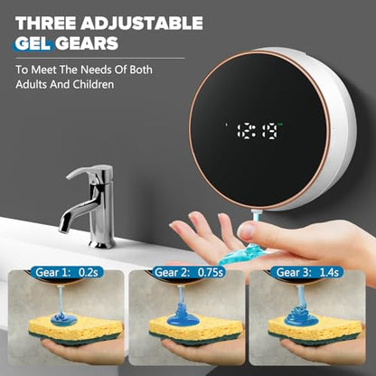 Automatic Soap Dispenser Liquid Bathroom: Wall Mount Rechargeable Touchless Adjustable Auto Smart Electric Plastic White Soap Dispenser with Clock - Kitchen - Hand Dish Lotion Couple Kids - color: Liquid White