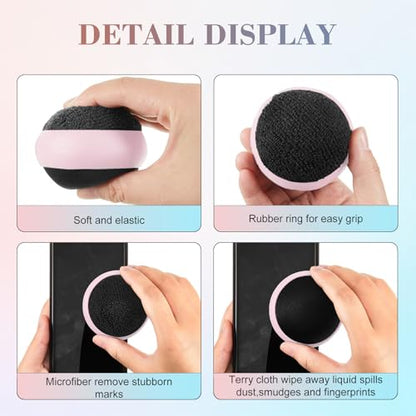 Suclain 4 Pack Touch Screen Cleaner Balls Phone Cleaning Ball Microfiber Touch Car Screen Glass Cleaner for Easter Computer Laptop Phone Monitor - color: Pink, Purple, Blue, Yellow