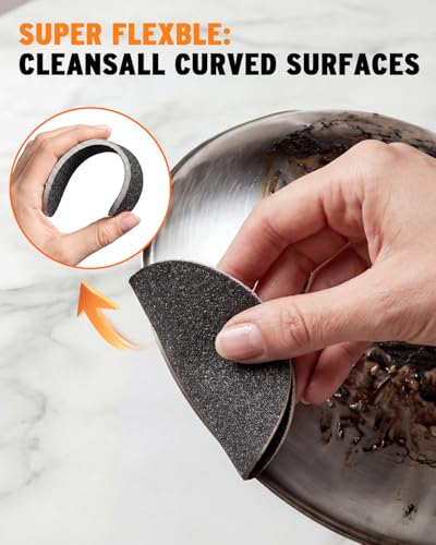 Stainless Steel Sponge Suitable for Stainless Steel Surfaces Zero Chemicals Emery Sponges Long-Lasting for Heavy Duty Burnt-On Stain Removal (4-Pack)