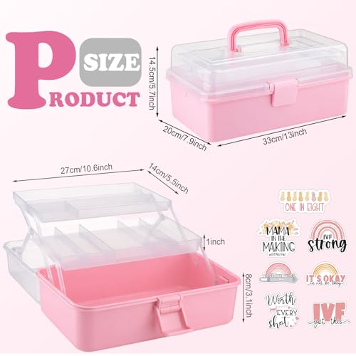 Mifoci Pink IVF Medication Organizer Gift Caddy 3-Layer Plastic Dividing Storage Box with Spacers IVF Meds Must Haves Organize Supplies Womens Home Utility Box - color: Pink