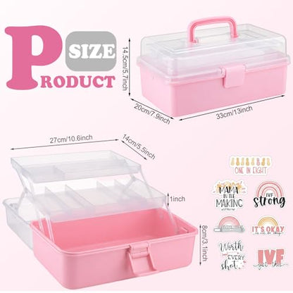 Mifoci Pink IVF Medication Organizer Gift Caddy 3-Layer Plastic Dividing Storage Box with Spacers IVF Meds Must Haves Organize Supplies Womens Home Utility Box - color: Pink