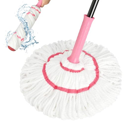 Self-Wringing Twist Mop for Floor Cleaning, 57” Long Handle Heavy Duty Microfiber Mop for Wet Mopping on Tile, Hardwood, Kitchen, Bathroom, Patio, Garage, Commercial Household Clean (Pink) - size: Complete Mop