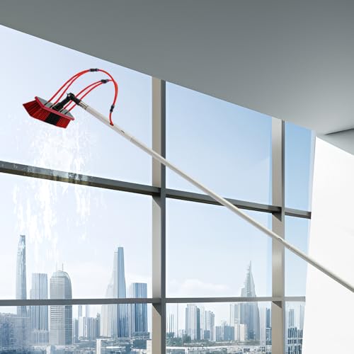 Solar Panel Cleaning Brush and Pole, 20FT Extendable Washing Kit with 13.78in Brush, Water Fed Pole, Long Reach Outdoor Window Cleaning Tool for Solar Panel, Window, Roof, RV
