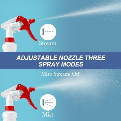 Zubebe 24 Pack 32 oz Plastic Spray Bottle Bulk Empty Leakproof Heavy Duty Spray Bottles for Cleaning Supplies Mist Bottles with Label and Adjustable Nozzle for Plant(Red, White,Clear Scale) - color: Red, White, style: Clear Scale